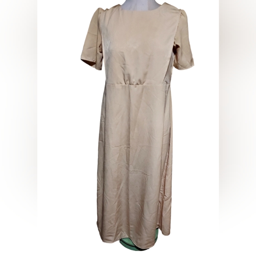Amish Mennonite Cape Dress Yellow Medium 36" Bust Short Sleeve Maxi Squa…